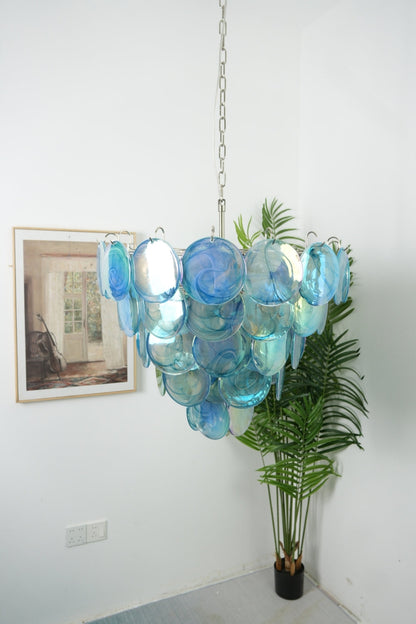 Blue Glass High Quality Art Iridescent Chandelier - view 2 | everlamps