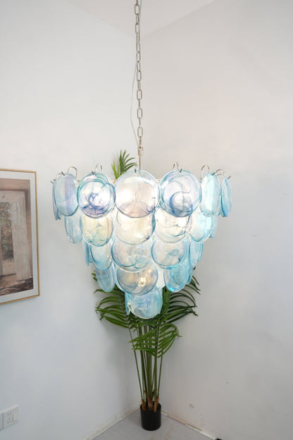 Blue Glass High Quality Art Iridescent Chandelier - view 4 | everlamps