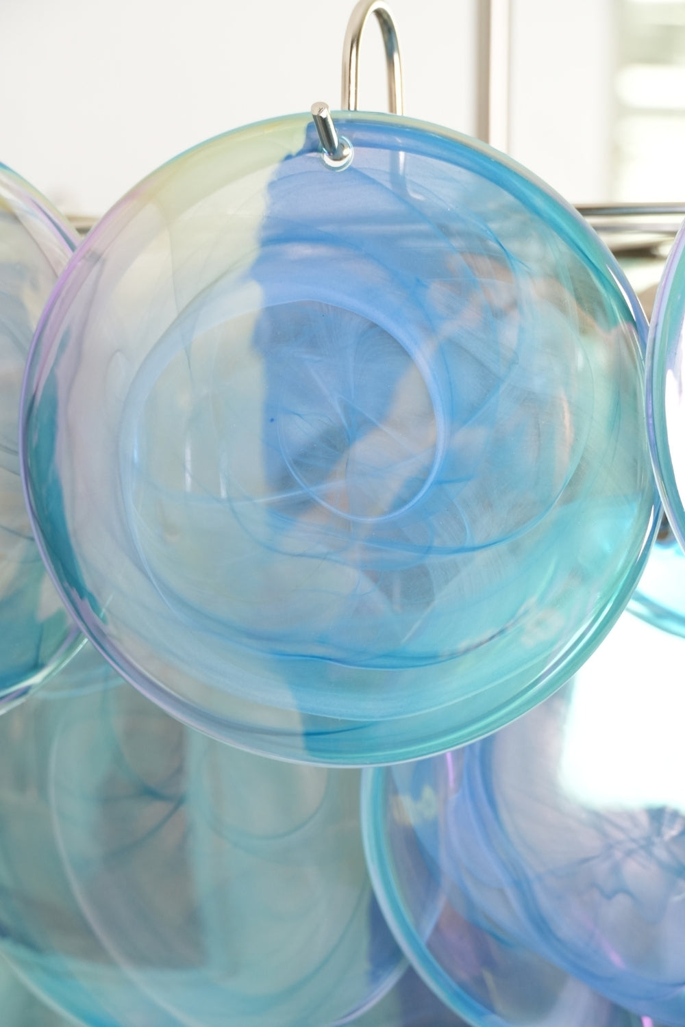 Blue Glass High Quality Art Iridescent Chandelier - view 9 | everlamps