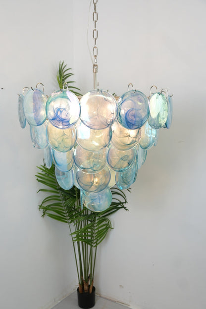 Blue Glass High Quality Art Iridescent Chandelier - view 5 | everlamps