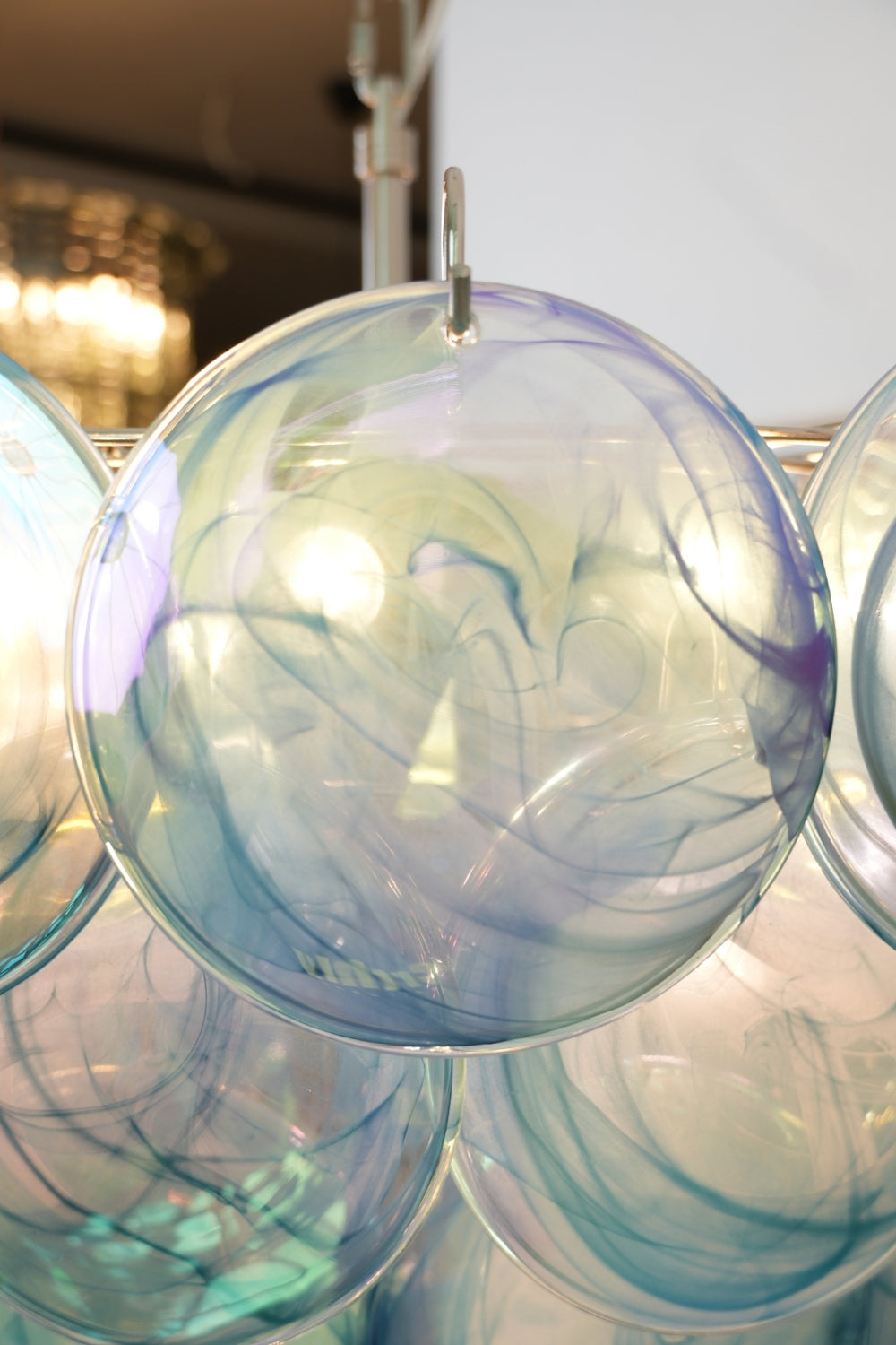 Blue Glass High Quality Art Iridescent Chandelier - view 13 | everlamps