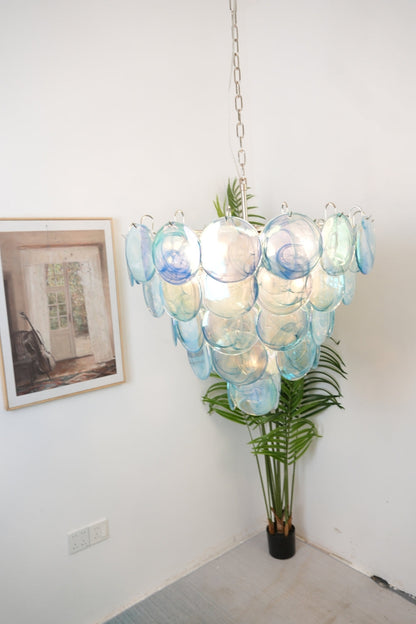 Blue Glass High Quality Art Iridescent Chandelier - view 7 | everlamps