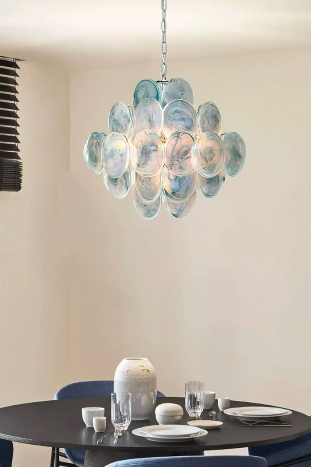 Blue Art Disk Chandelier - view 2 | everlamps