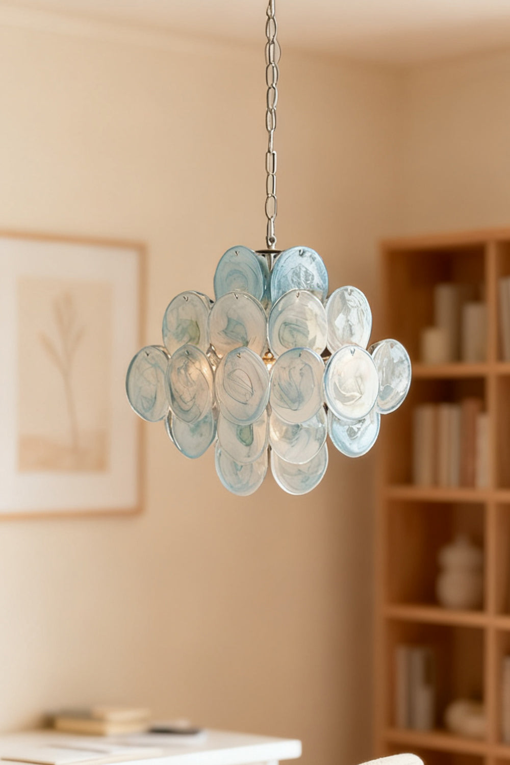 Blue Art Disk Chandelier - view 3 | everlamps