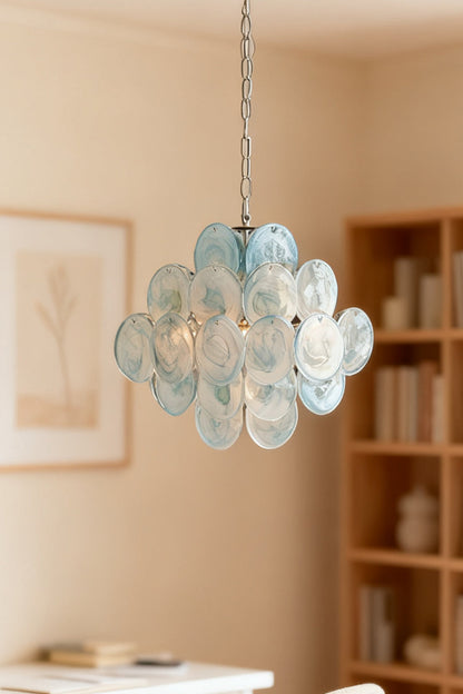Blue Art Disk Chandelier - view 3 | everlamps
