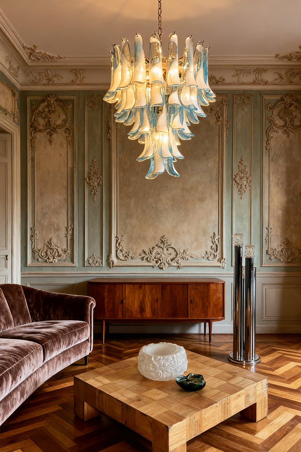 Blue Art Petal Chandelier - view 3 | everlamps