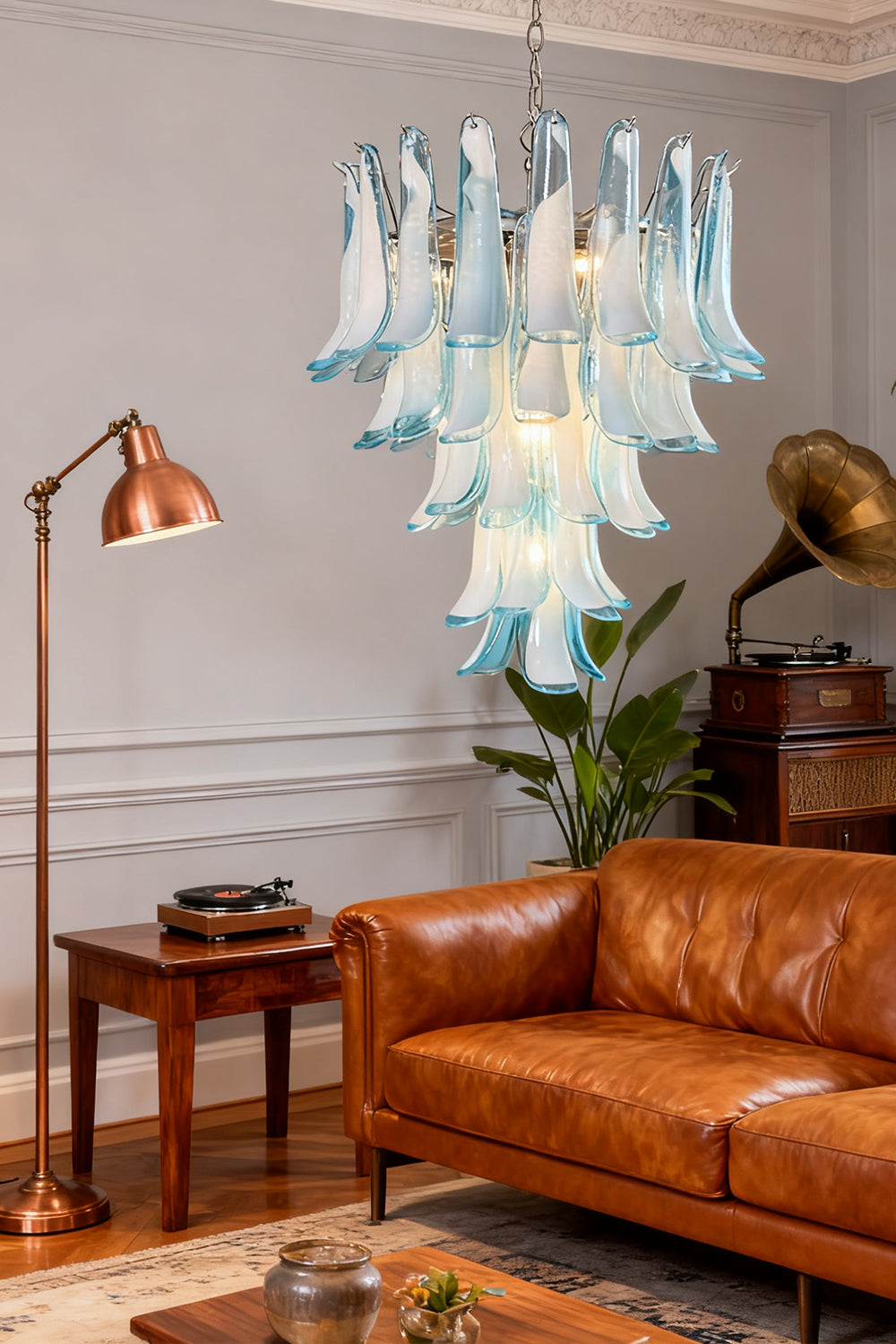 Blue Art Petal Chandelier - view 5 | everlamps