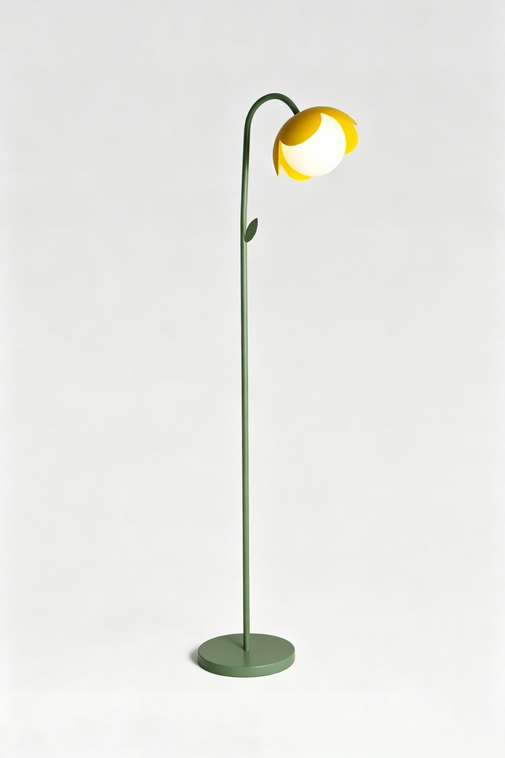 Botanical Aura Metal Floor Lamp | Metal, Glass | Full view of yellow lamp on light background | Minimalist studio shot | vexa lamps