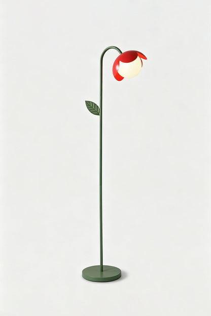 Botanical Aura Metal Floor Lamp | Metal, Glass | Full view of red lamp on light background | Minimalist studio shot | vexa lamps