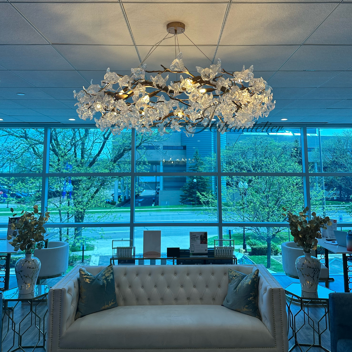 Branch Petal Crystal Round Chandelier