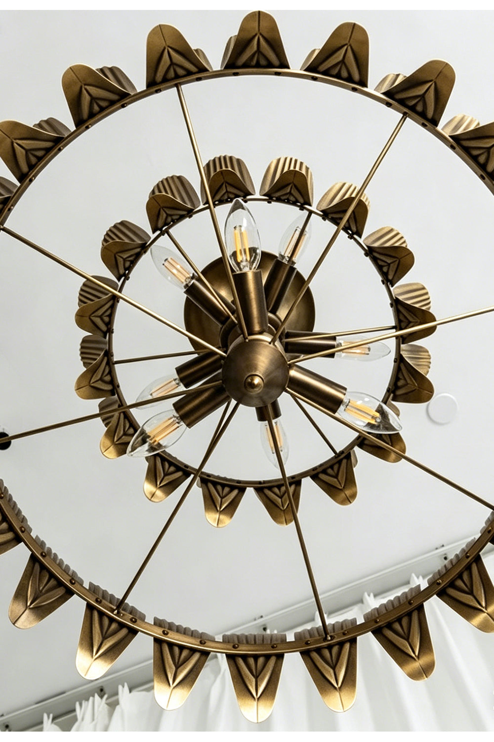 Brass Feather Tiered Chandelier | detail | vexa lamps