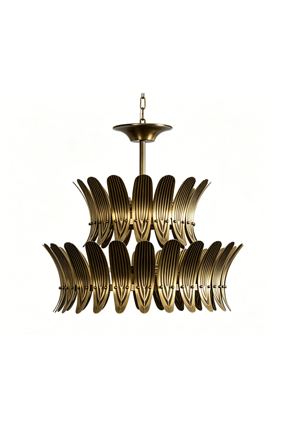 Brass Feather Tiered Chandelier vexa lamps