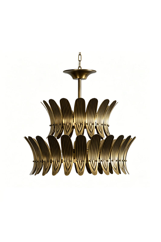Brass Feather Tiered Chandelier vexa lamps