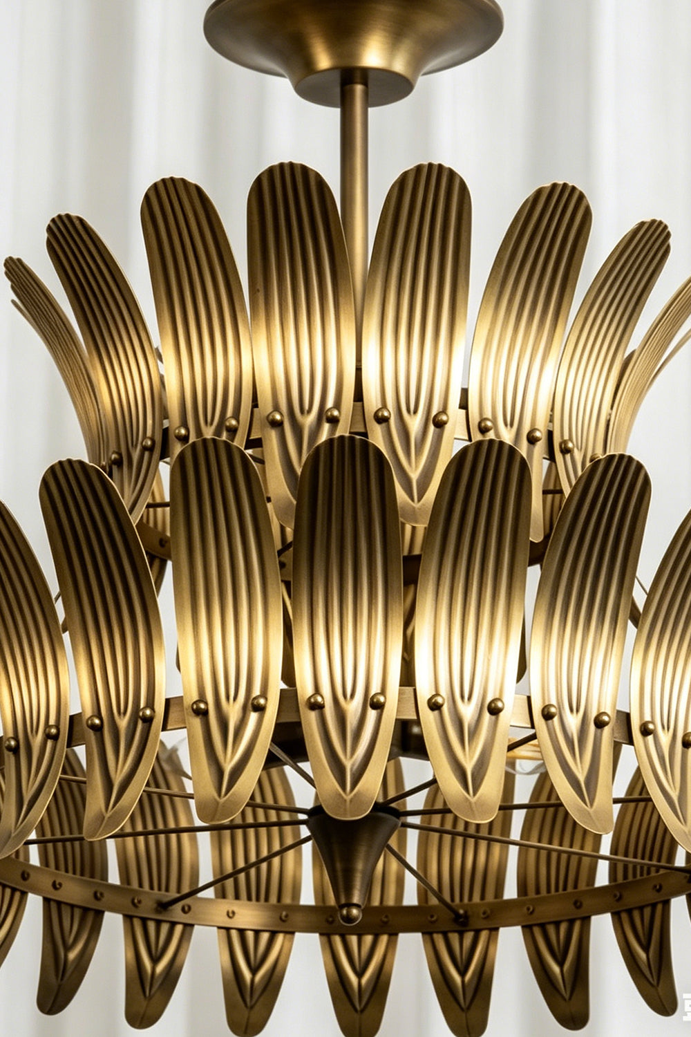Brass Feather Tiered Chandelier |Brass detail | vexa lamps