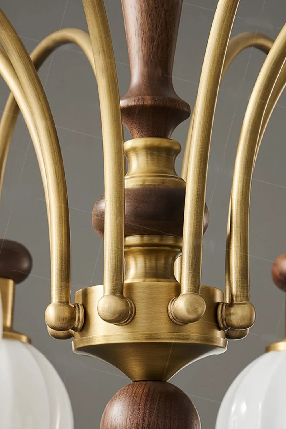 Brass Globe Walnut Chandelier - view 11 | everlamps