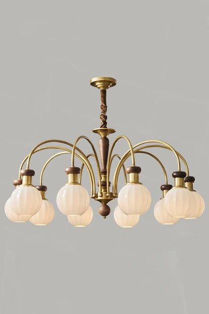Brass Globe Walnut Chandelier - view 9 | everlamps