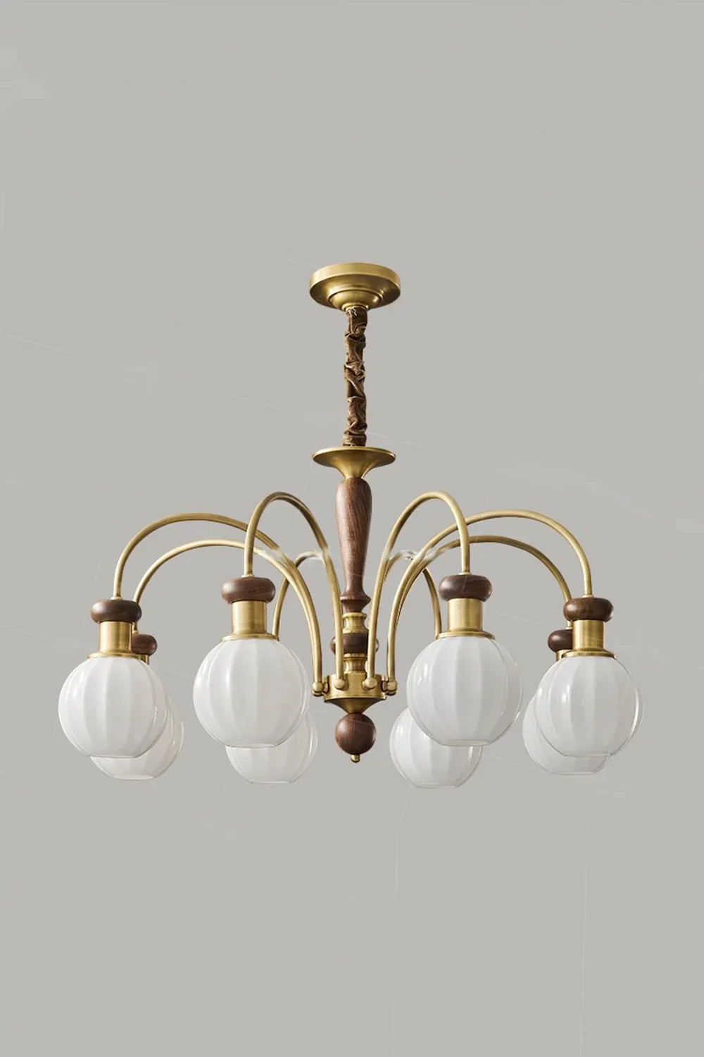 Brass Globe Walnut Chandelier - view 10 | everlamps