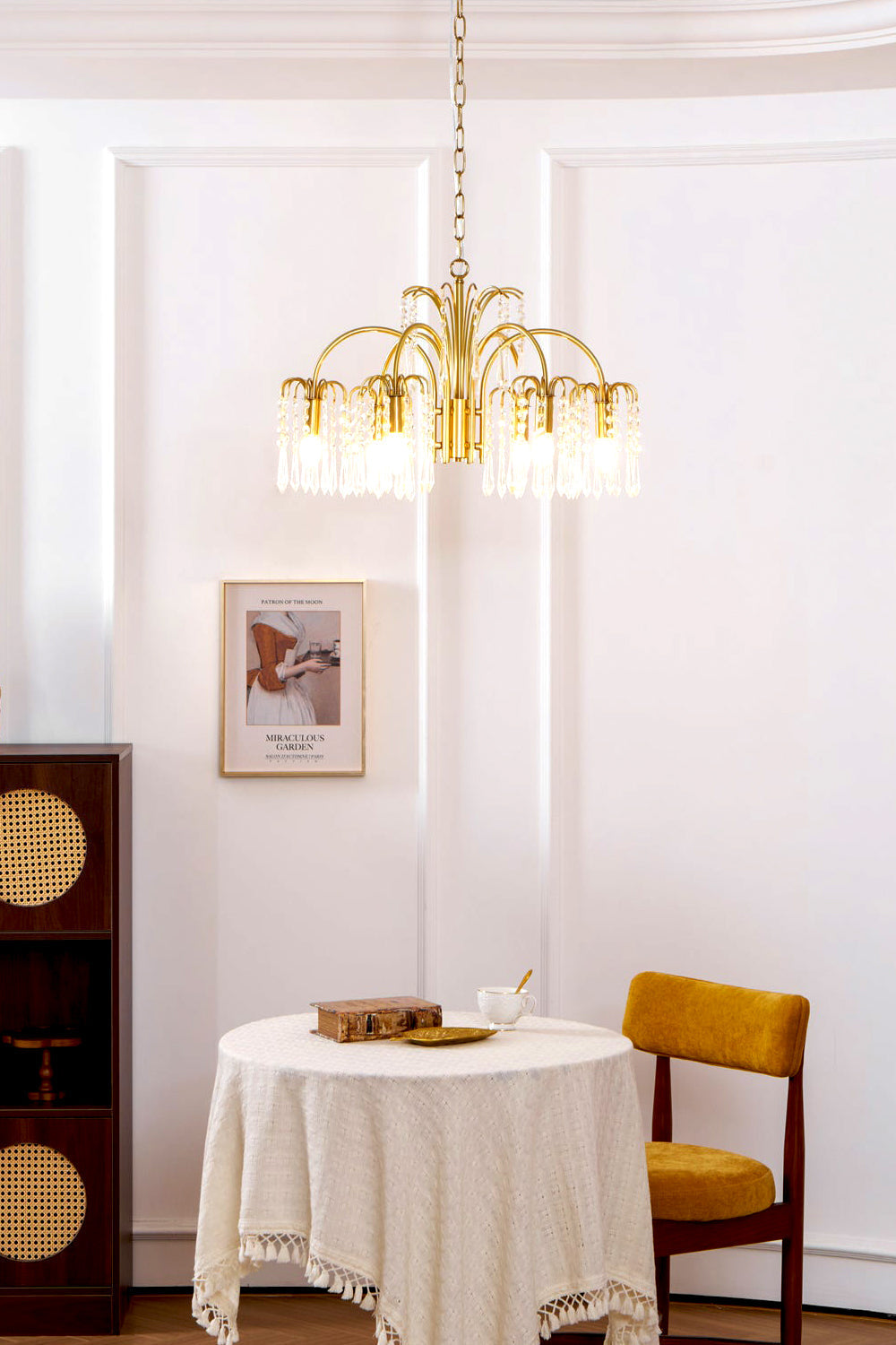 Brass Halo Arched-Arm Crystal Chandelier - view 4 | everlamps