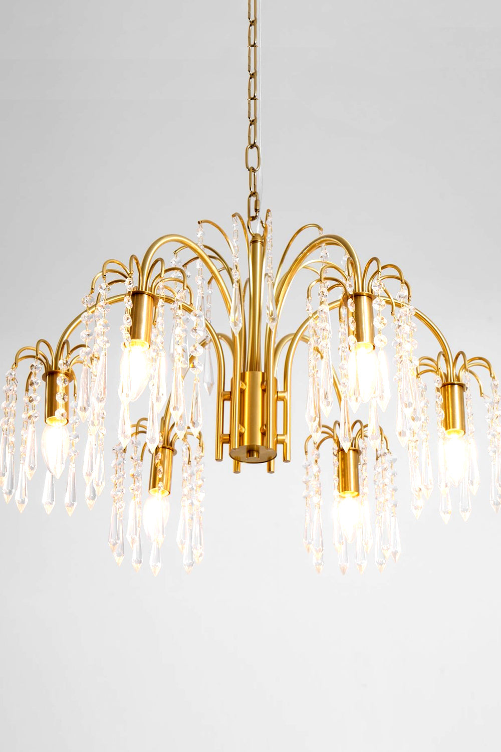Brass Halo Arched-Arm Crystal Chandelier - view 12 | everlamps