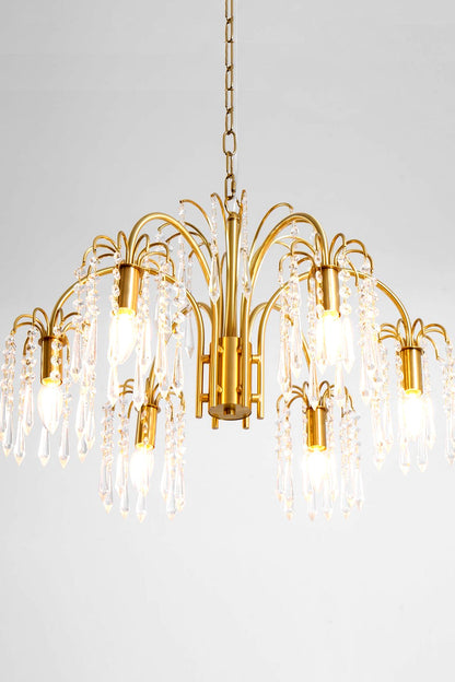 Brass Halo Arched-Arm Crystal Chandelier - view 12 | everlamps