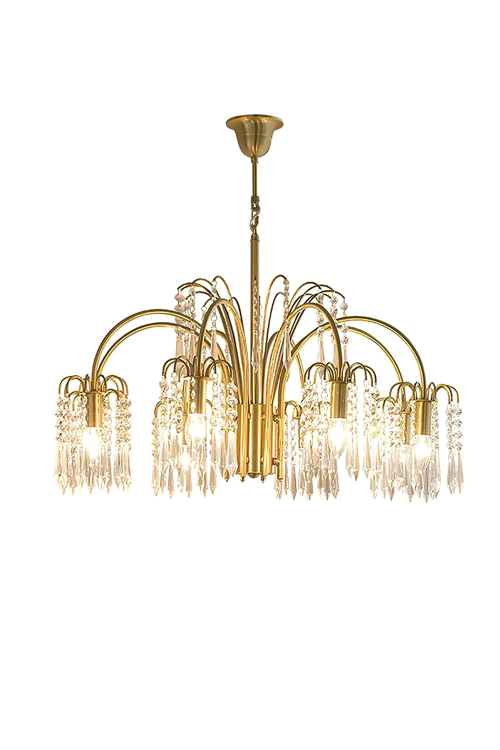 Brass Halo Arched-Arm Crystal Chandelier | everlamps