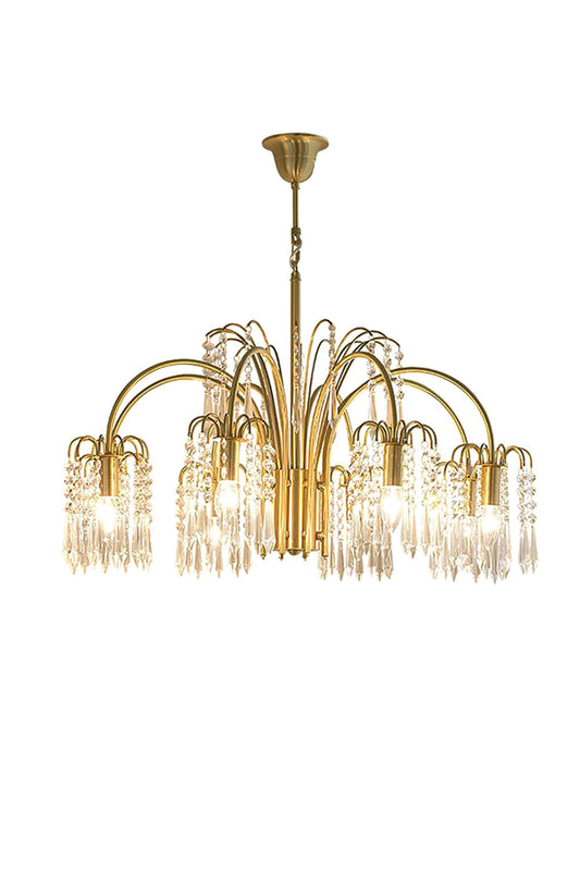 Brass Halo Arched-Arm Crystal Chandelier | everlamps