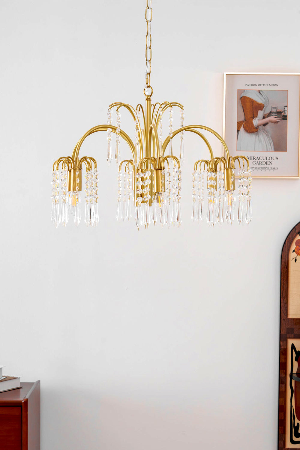 Brass Halo Arched-Arm Crystal Chandelier - view 10 | everlamps