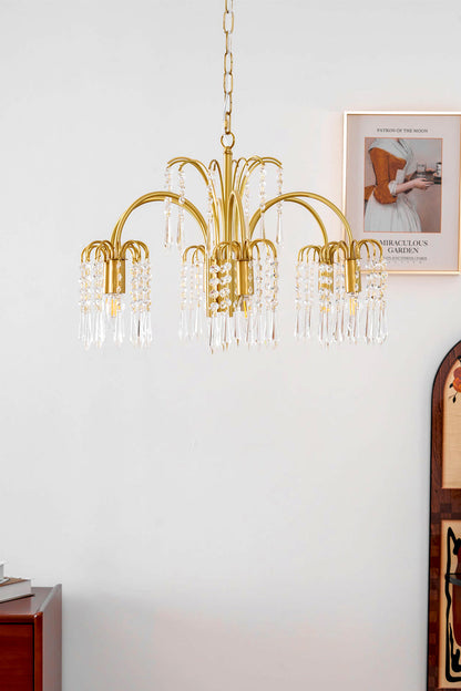 Brass Halo Arched-Arm Crystal Chandelier - view 10 | everlamps