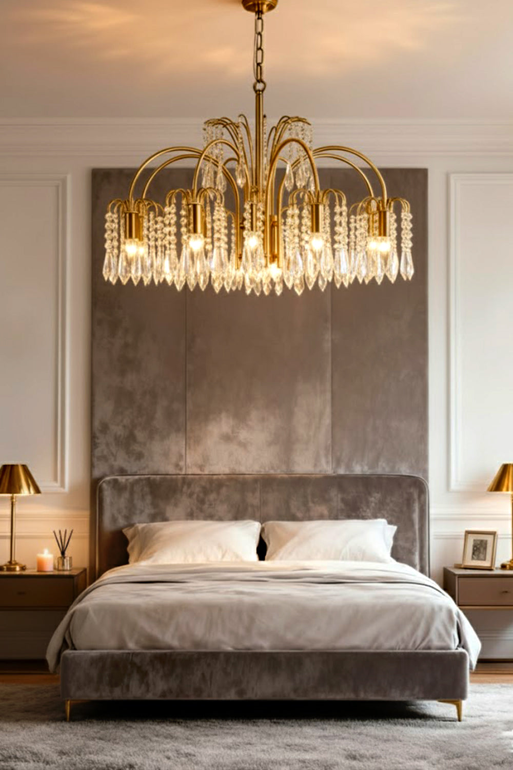 Brass Halo Arched-Arm Crystal Chandelier - view 6 | everlamps