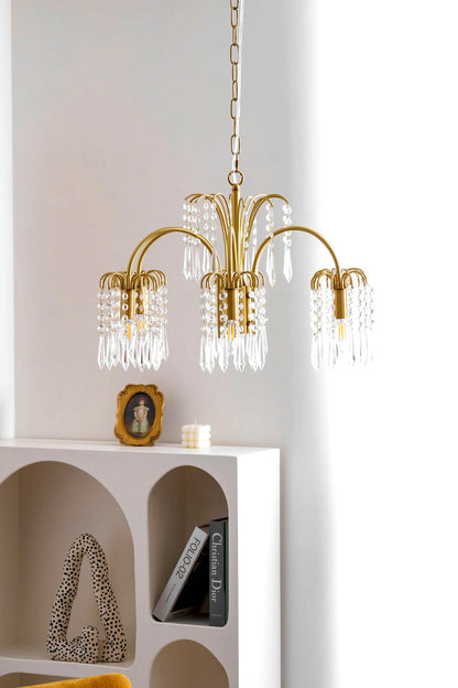 Brass Halo Arched-Arm Crystal Chandelier - view 5 | everlamps