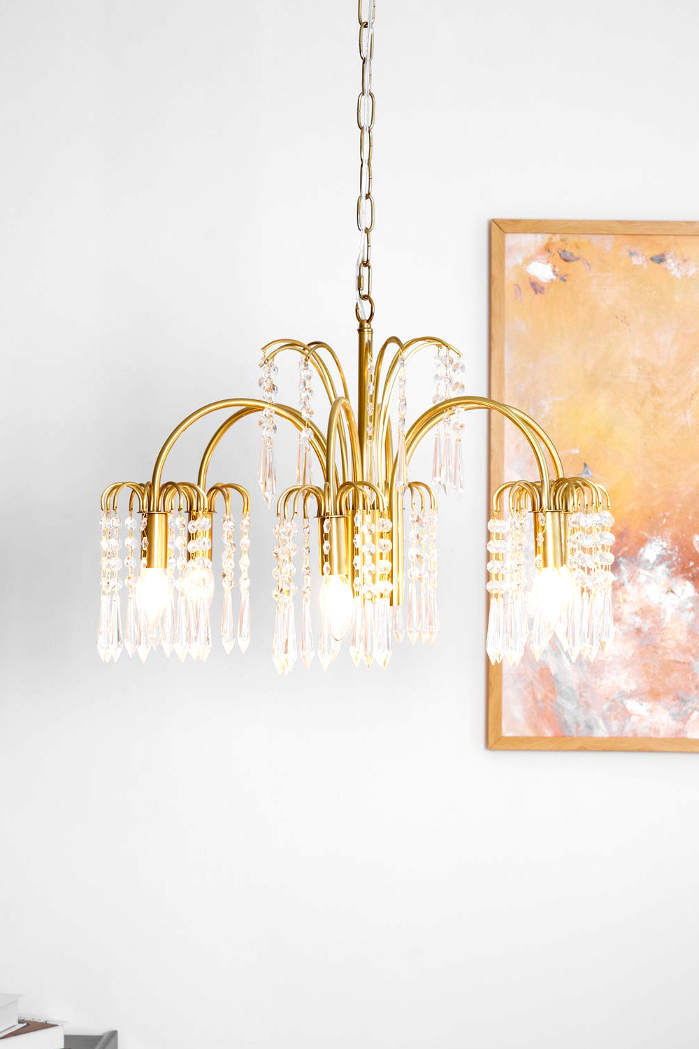 Brass Halo Arched-Arm Crystal Chandelier - view 8 | everlamps