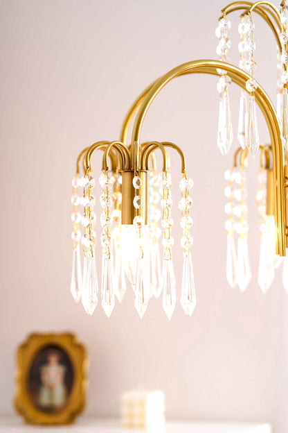 Brass Halo Arched-Arm Crystal Chandelier - view 14 | everlamps