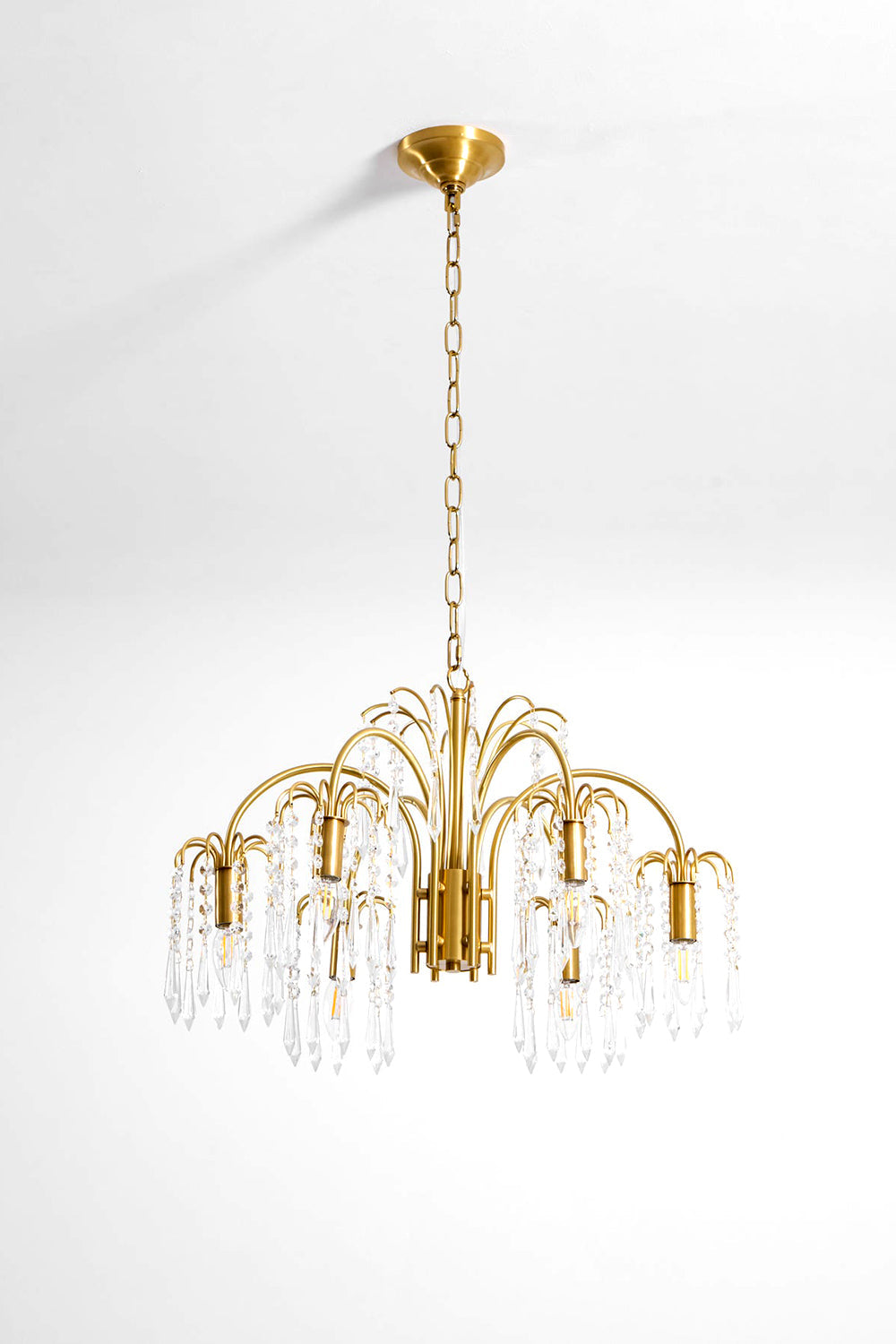 Brass Halo Arched-Arm Crystal Chandelier - view 16 | everlamps