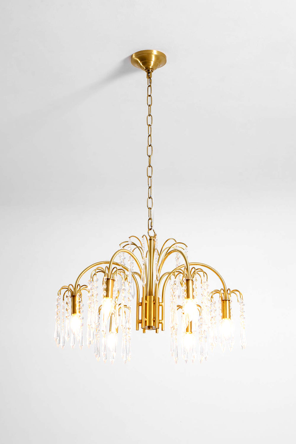 Brass Halo Arched-Arm Crystal Chandelier - view 17 | everlamps