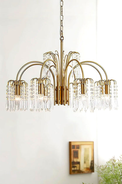 Brass Halo Arched-Arm Crystal Chandelier - view 9 | everlamps