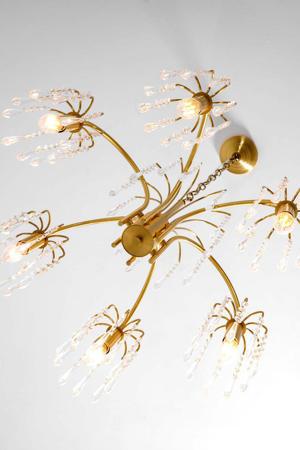 Brass Halo Arched-Arm Crystal Chandelier - view 11 | everlamps