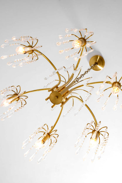 Brass Halo Arched-Arm Crystal Chandelier - view 11 | everlamps