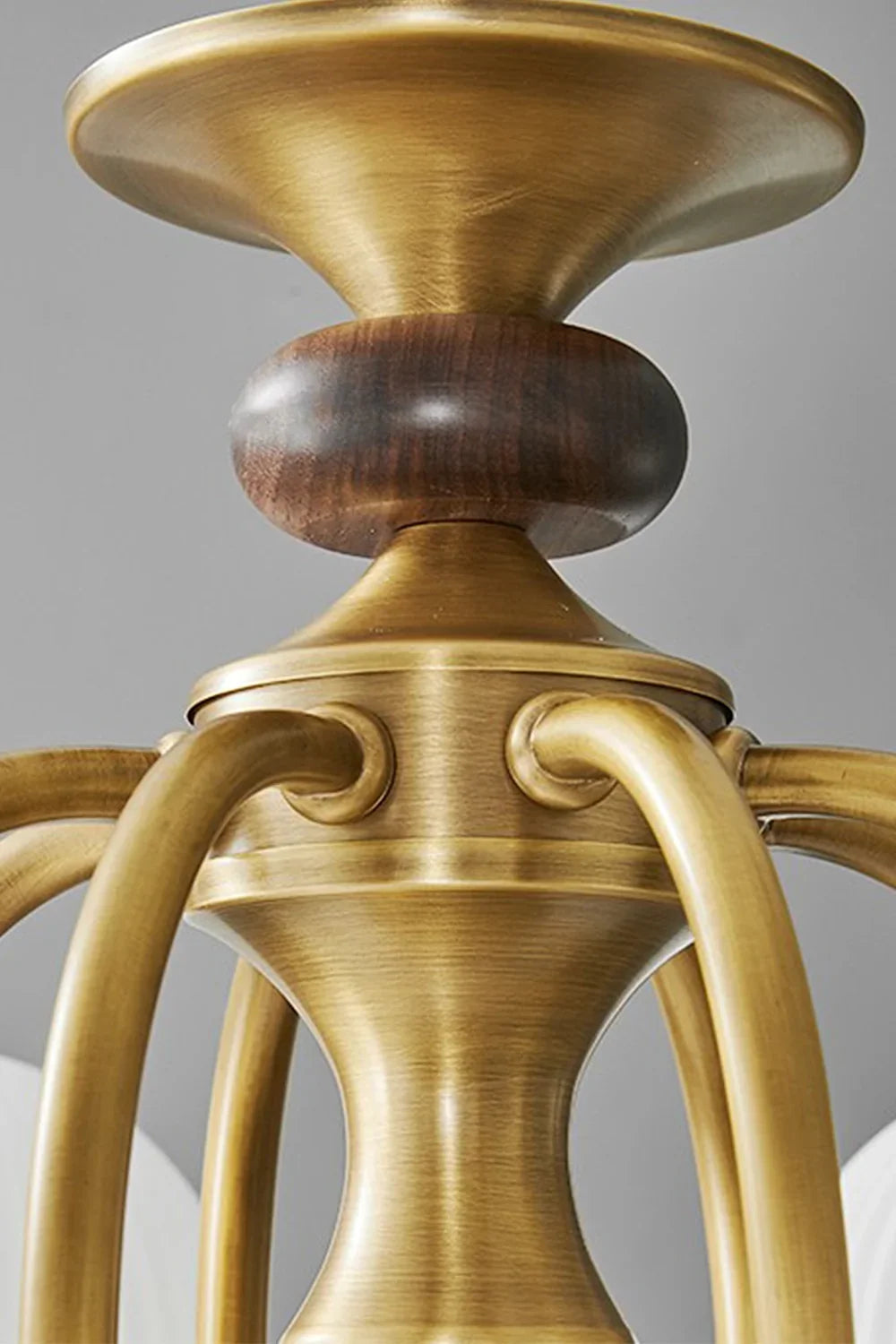 Brass Vintage Walnut Chandelier - view 13 | everlamps