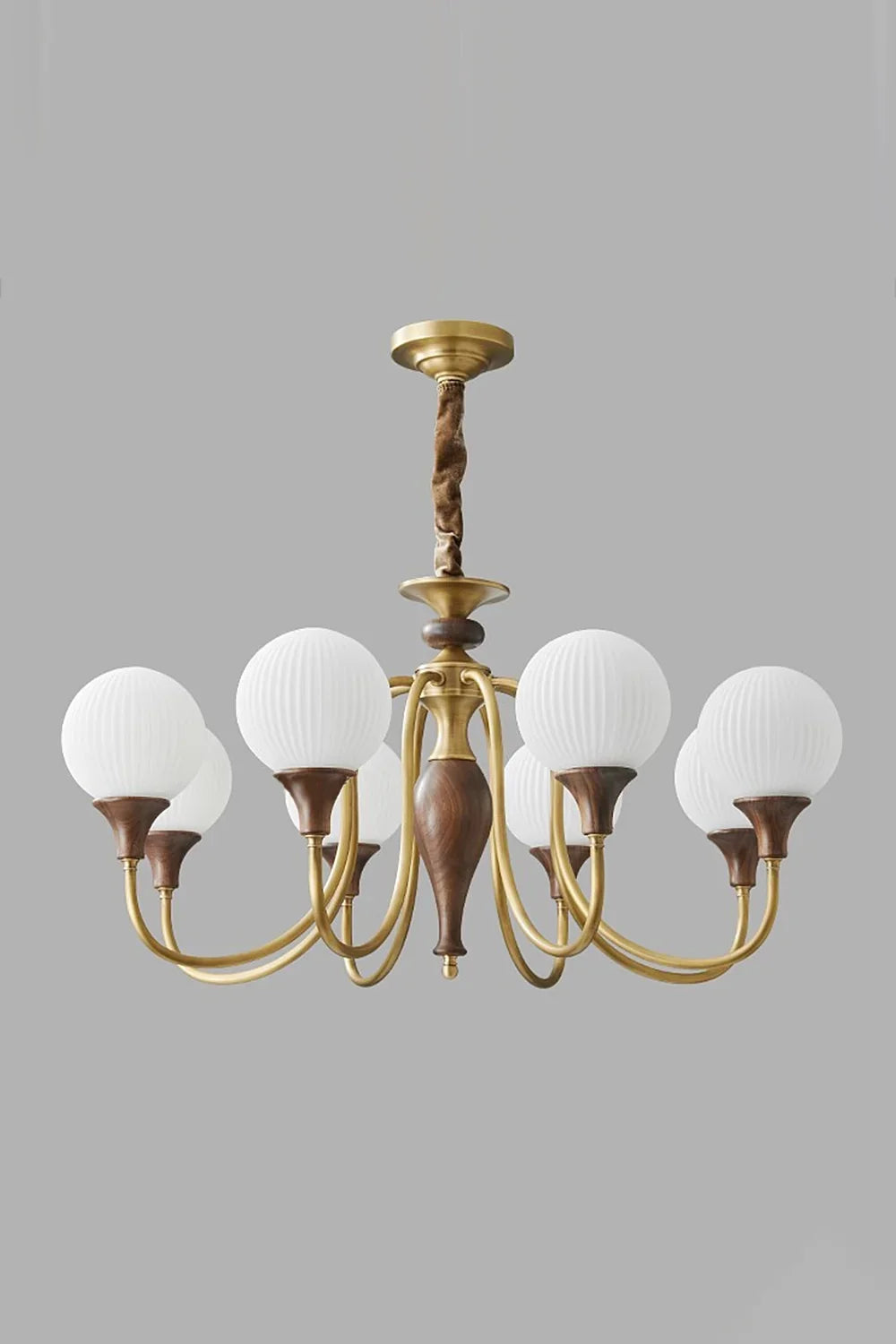 Brass Vintage Walnut Chandelier - view 11 | everlamps