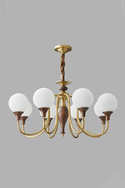 Brass Vintage Walnut Chandelier - view 11 | everlamps
