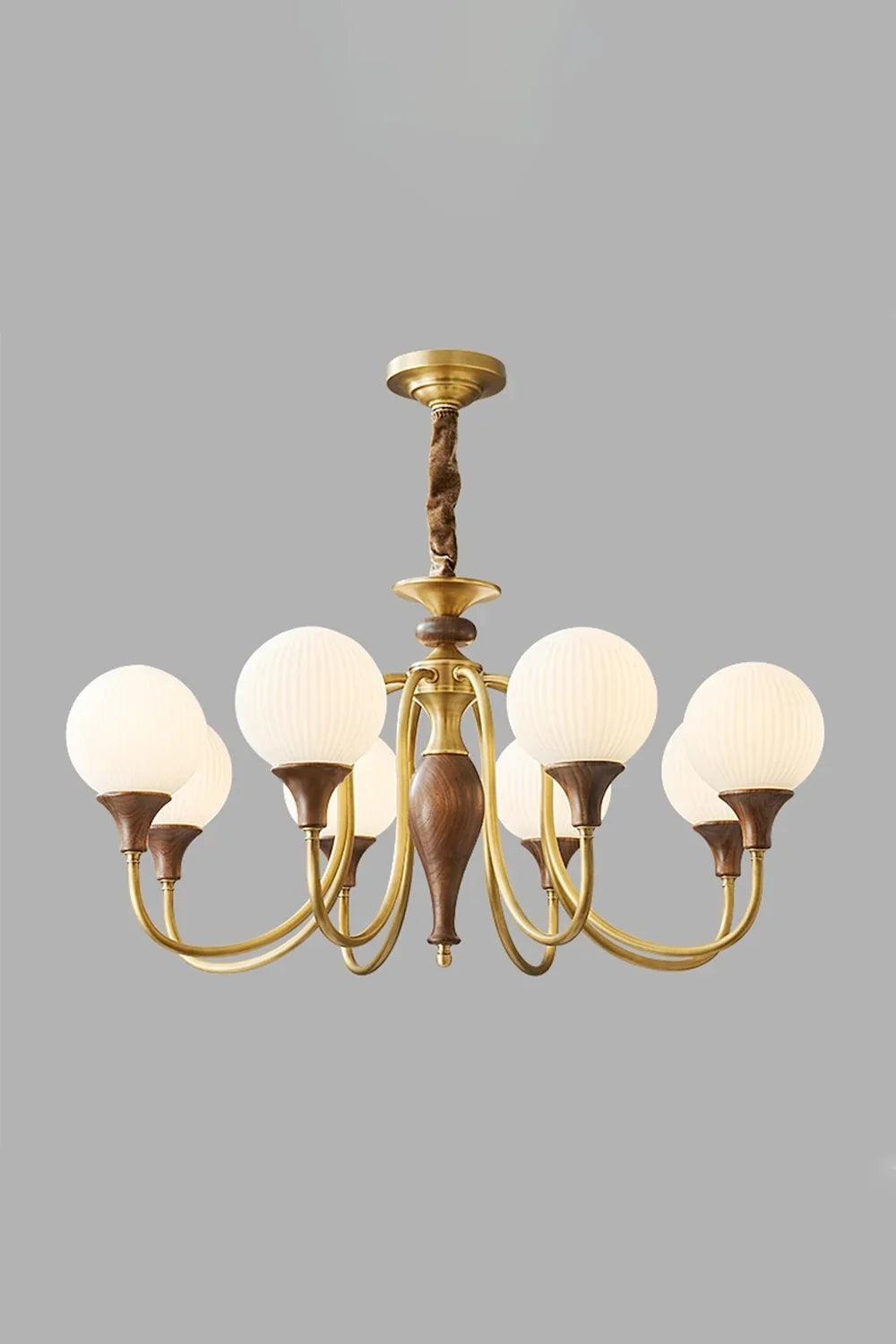 Brass Vintage Walnut Chandelier - view 9 | everlamps