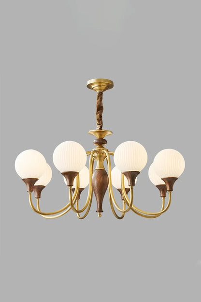 Brass Vintage Walnut Chandelier - view 9 | everlamps