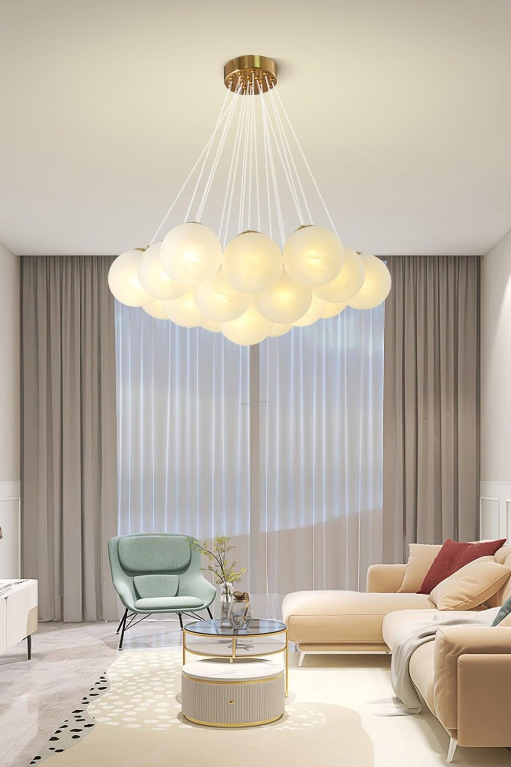 Bubble Glass Cluster Chandelier - view 3 | everlamps