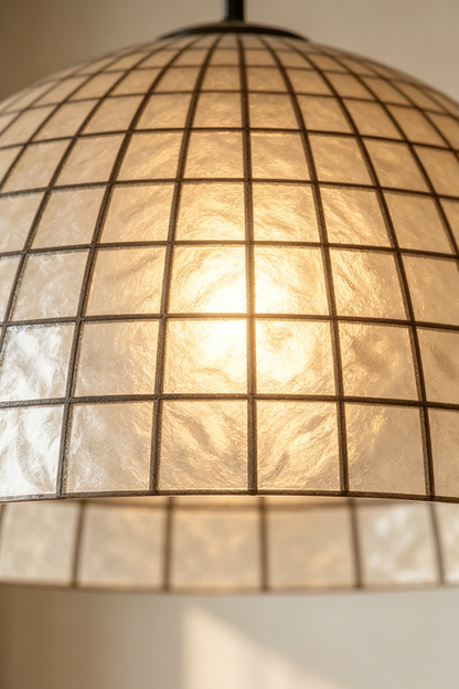 Capiz Shell Grid Dome Pendant Light | detail | Samu  Lamp