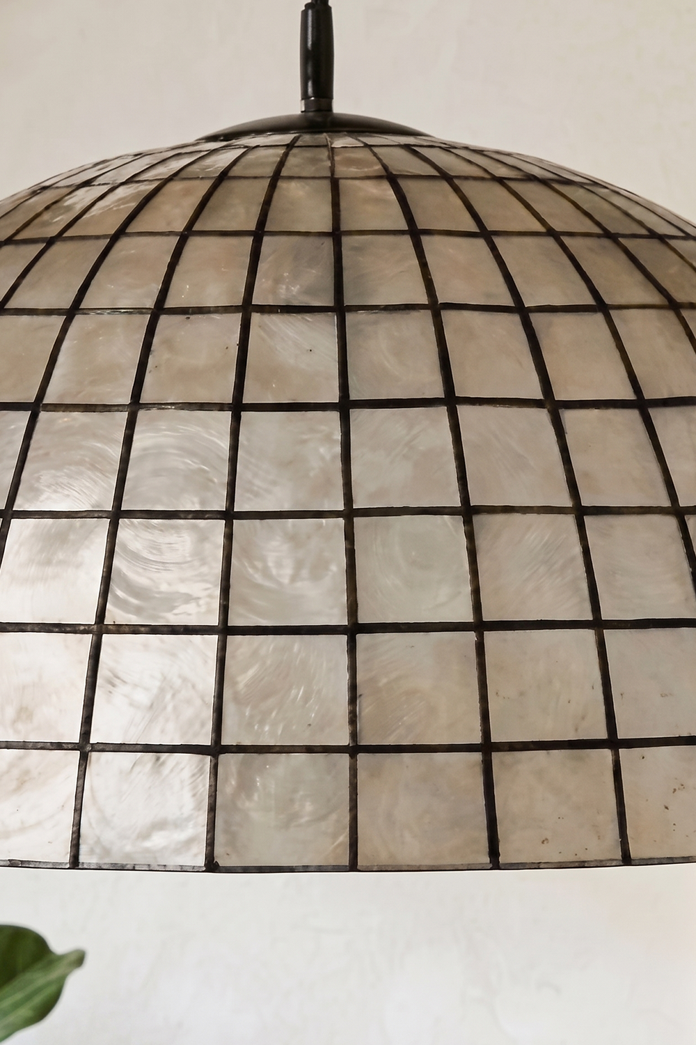 Capiz Shell Grid Dome Pendant Light | detail | Samu  Lamp