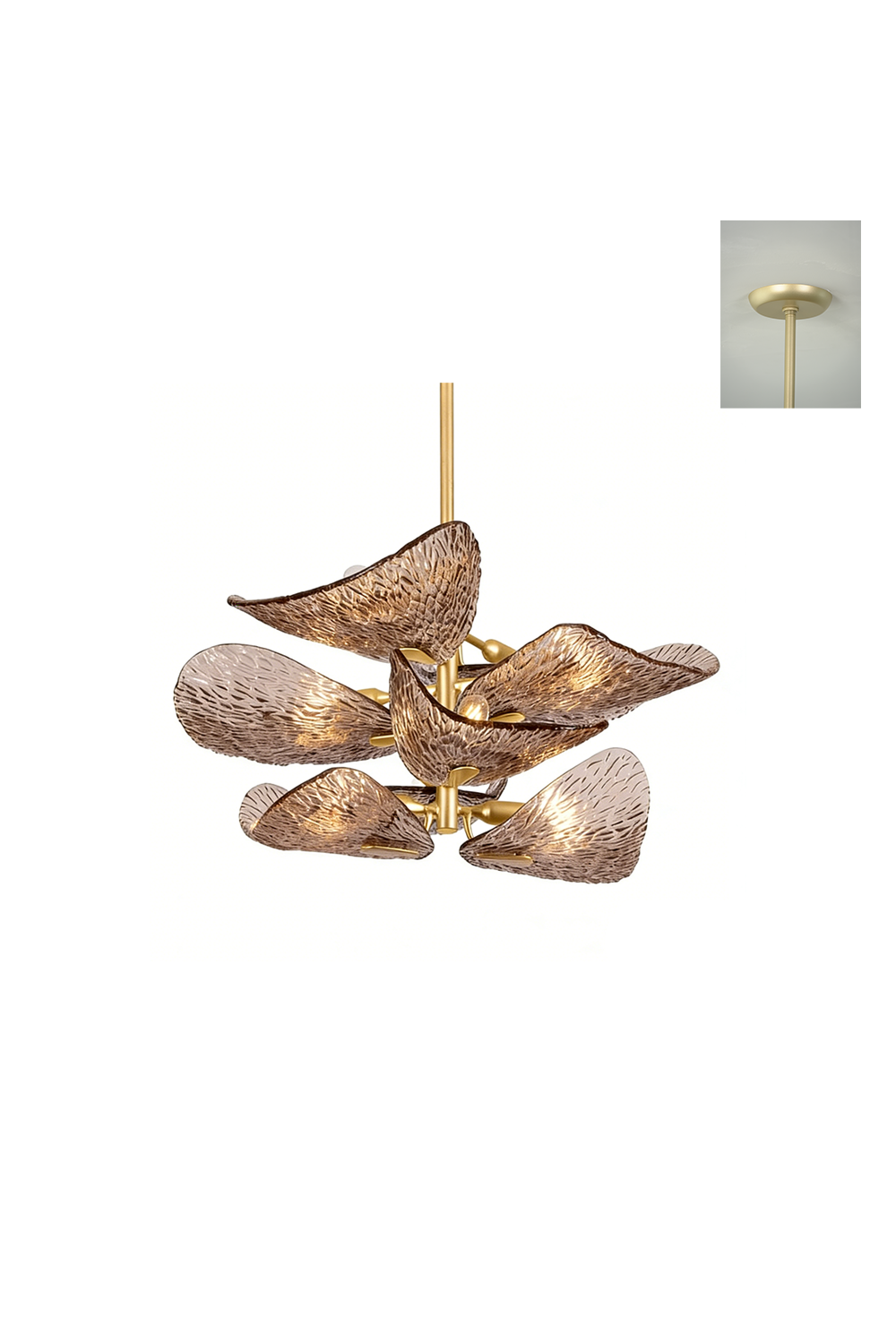 Cardiff Textured Wave Chandelier | Metal, Glass | Side view isolated product shot on white | vexa lamps