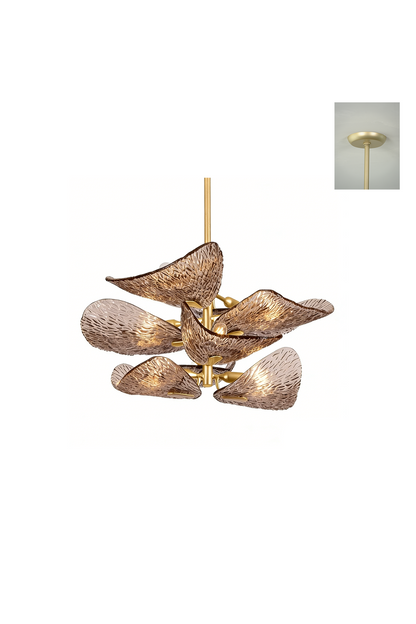 Cardiff Textured Wave Chandelier | Metal, Glass | Side view isolated product shot on white | vexa lamps