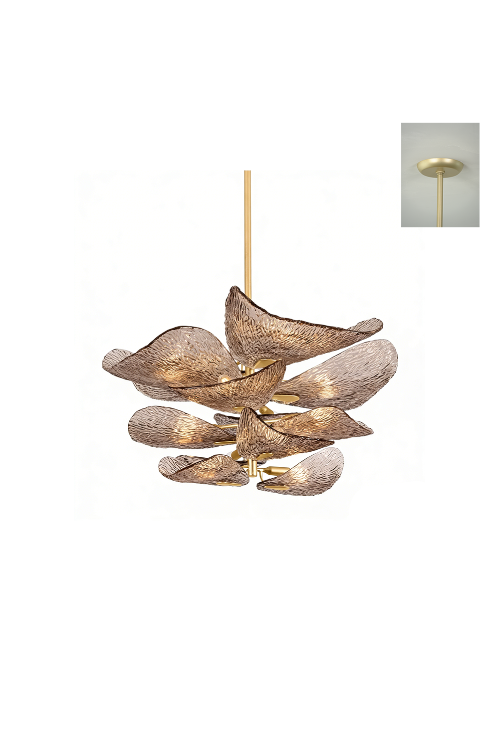 Cardiff Textured Wave Chandelier | Metal, Glass | Full view isolated on white background | vexa lamps