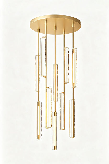 Cassian Cascading Crystal Ring Chandelier with hand-polished K9 crystal prisms and brass-toned drops.