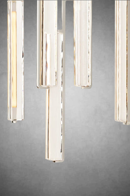 Cassian Cascading Crystal Ring Chandelier with hand-polished K9 crystal prisms, suspended elegantly for stunning light.